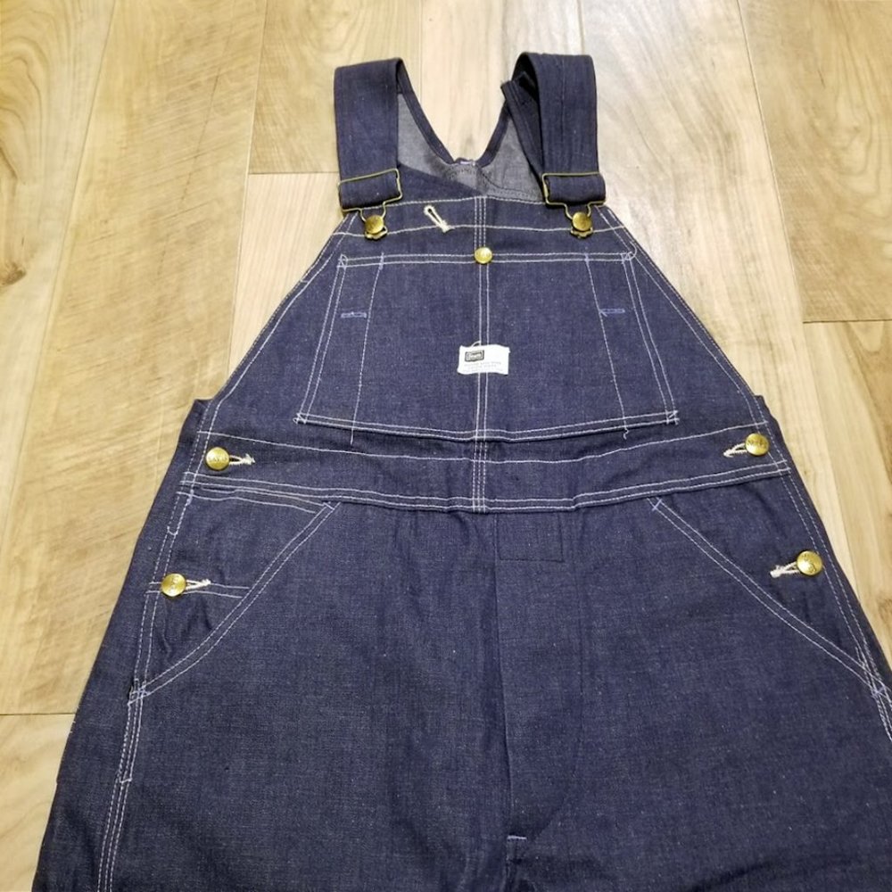 Vintage 60s SEARS Denim Bib Overalls NOS Union Made Utility Gorpcore Lagenlook - Picture 5 of 13